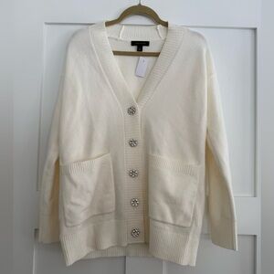 NWT Ann Taylor Cream Button-Front Cardigan